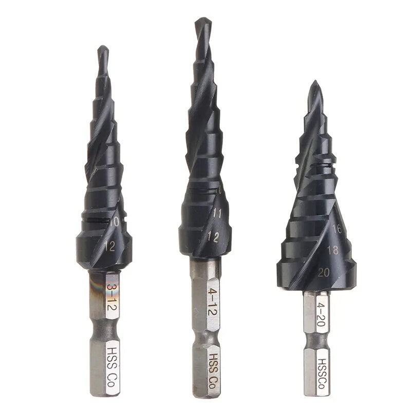 HRC89 M35 Cobalt TiAlN Coated Step Drill Bit 1/4 Inch Hex Shank High Speed Steel Metal Drilling Hole Opener For Stainless Steel