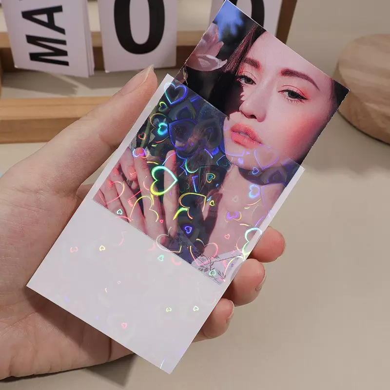 50Pcs/Pack Glittery Colored Kpop Idol Toploader Card Photocard Sleeves Love Heart Photo Cards Protective Case Storage Pack