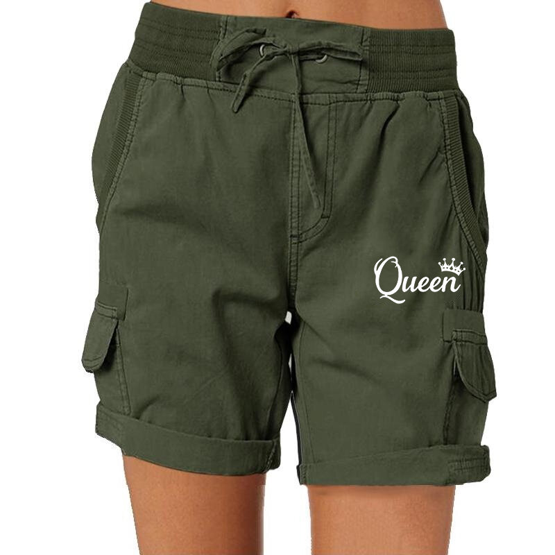 Short cargo imprimé Queen pour femme, short de golf actif, short de travail, short d'extérieur avec poches, mode, été