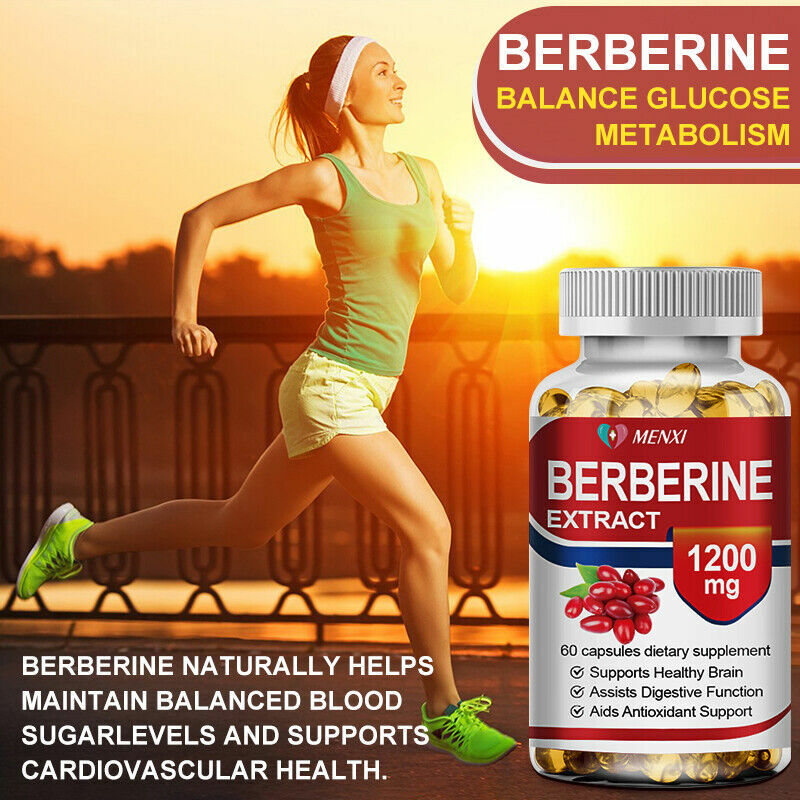 MENXI-Berberine HCl امتصاص عالي لصحة القلب ، دعم السكر في الدم ، دعم خالي من الغلوتين ، نباتي وغير غمو ، 60 كبسولة ، * ملغ
