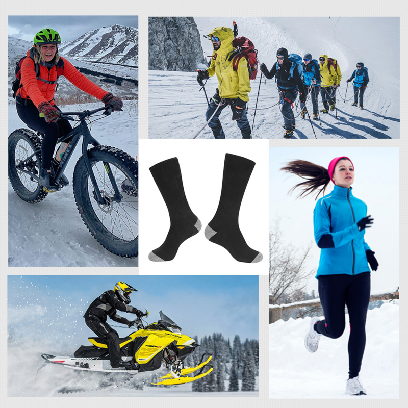 Kaus kaki pemanas elektrik, kaus kaki penghangat kaki musim dingin suhu dapat disesuaikan uniseks untuk berkemah dan Ski