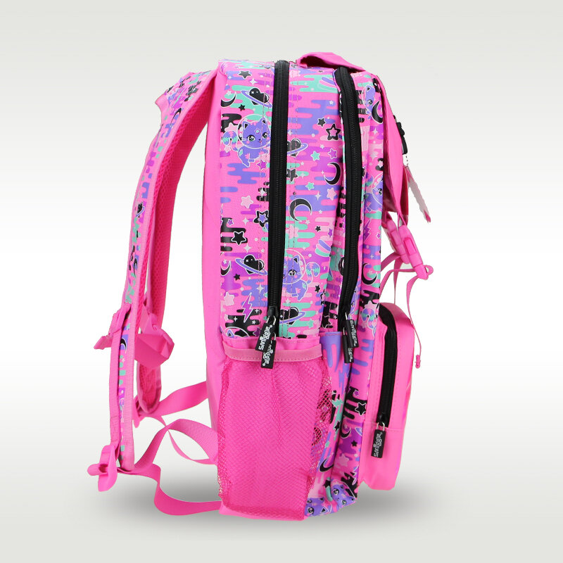 Австралийская оригинальная детская школьная сумка Smiggle, рюкзак на плечо для девочек, вместительные школьные принадлежности с изображением кота и розы, 18 дюймов
