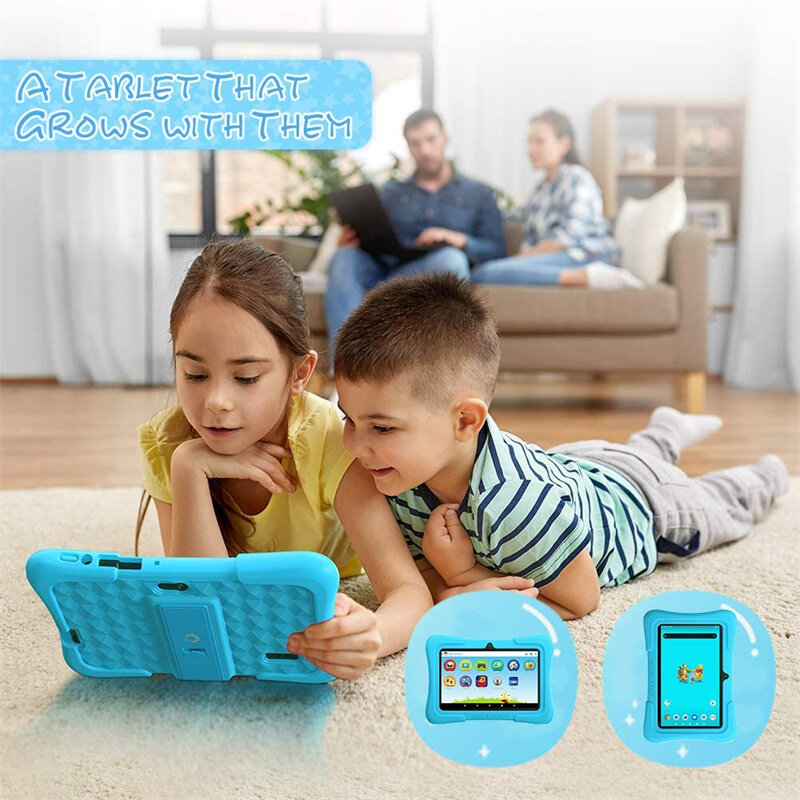 Met Siliconen Case 7 ''Kids Android 6.0 Tabletten Pc Google Play Allwinner A33 Quad Core 1Gb Ram 8gb Rom 1024 * 600IPS Netbook