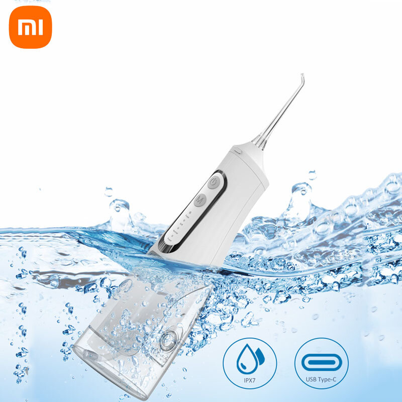 Xiaomi-Flosser de água recarregável Oral Rinse USB, Pistola De Água Dental Portátil, Tanque De Água 300ml, Limpador Dental Impermeável