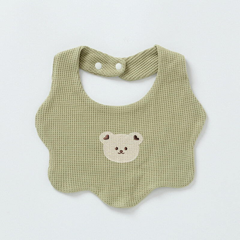 Bear Thickened Baby Bibs Cute Custom Name Infants Cotton Feeding Bandana Newborn Toddler Soft Burp Cloth