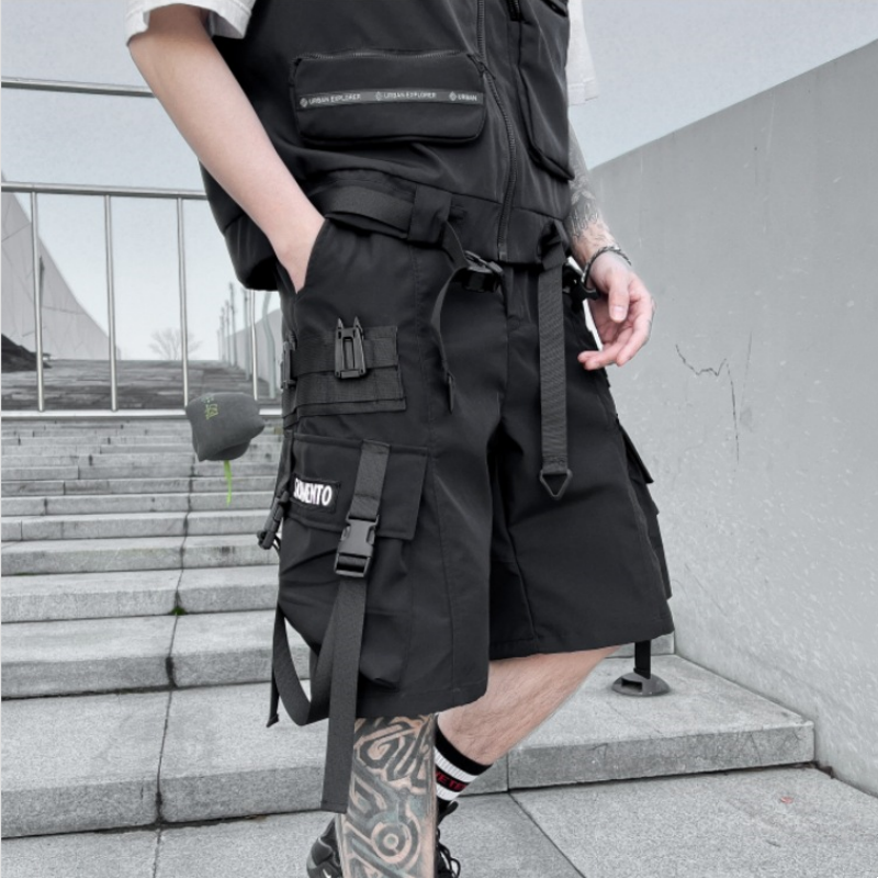 2024 Sommer Männer High Street Techwear Stil Cargo Shorts y2k Hip Hop Multi-Pocket taktische kurze Hosen Pantalones Cortos шорты