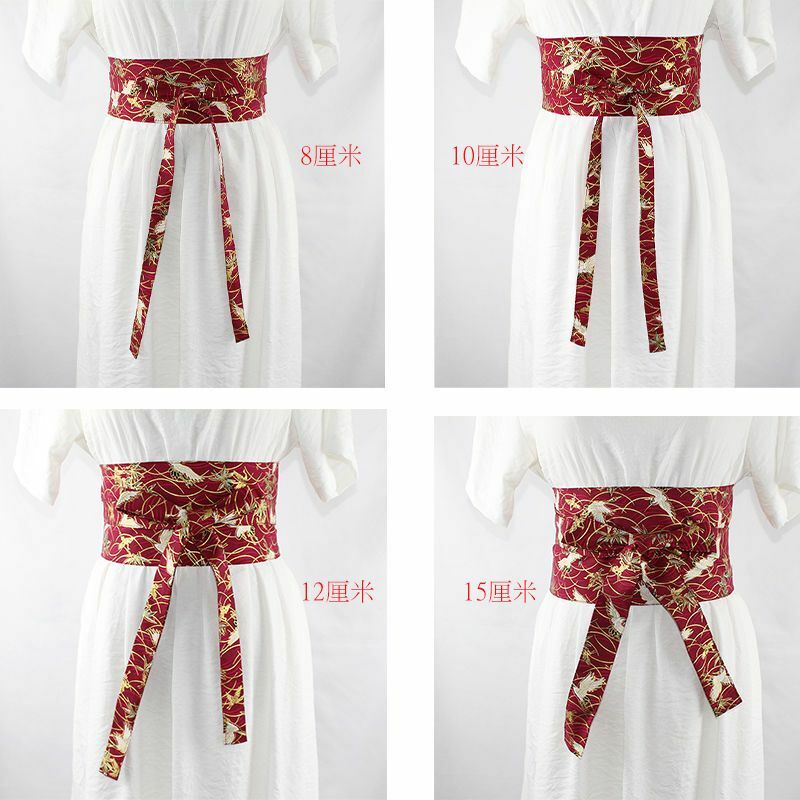 Kimono japonés con estampado de grulla, cinturón de vestir Retro, Hanfu tradicional, Yukata, albornoz, faja, accesorios antiguos, 40 colores