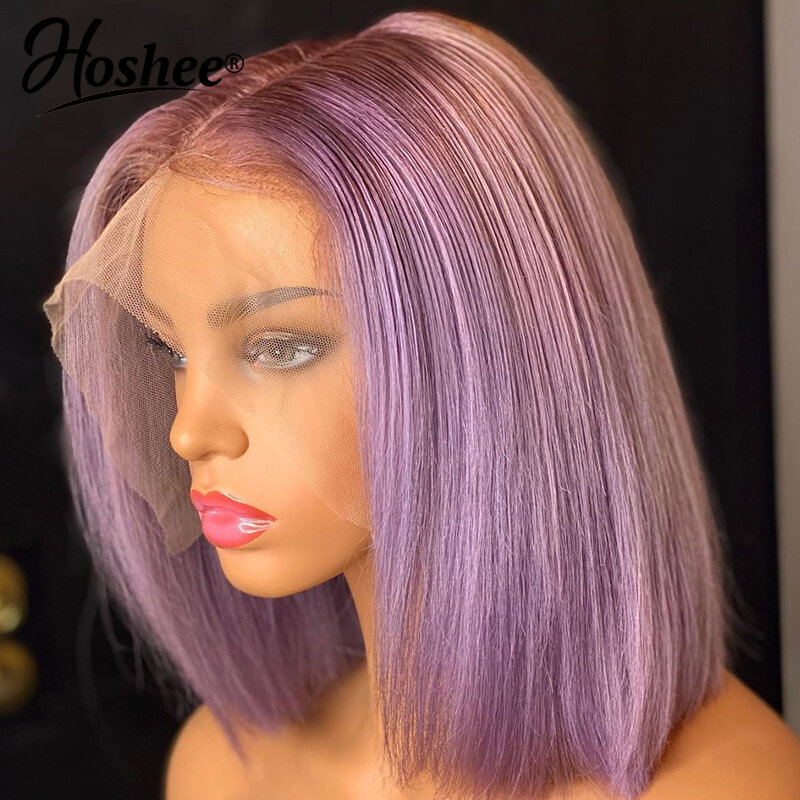 Colored Brazilian Transparent Short Straight Bob Pixie Cut13x4 HD Lace Front Human Hair Wig Frontal Wigs For Black Woman On Sale