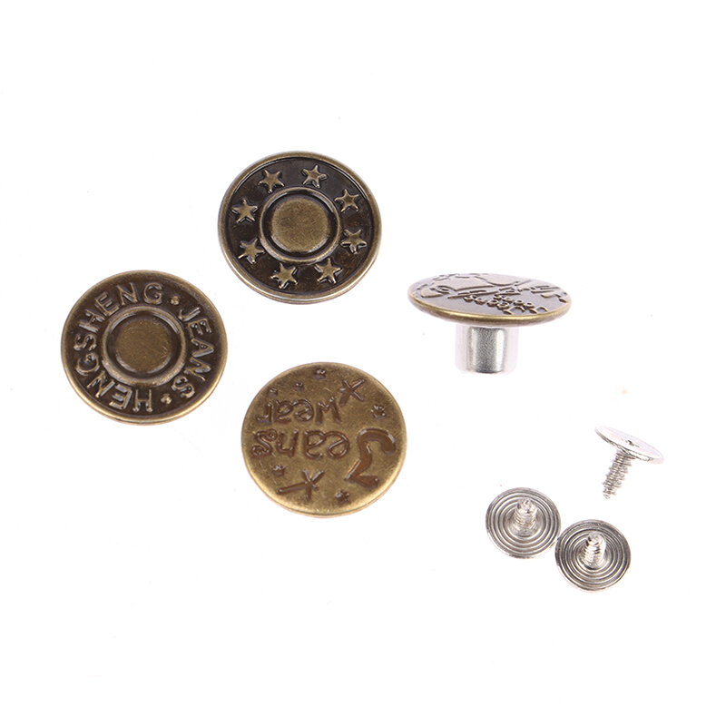 Botón de Metal desmontable sin costura para hombre y mujer, cierre a presión de 17mm con tornillos para pantalones, botones de cambio de tamaño de cintura, accesorios
