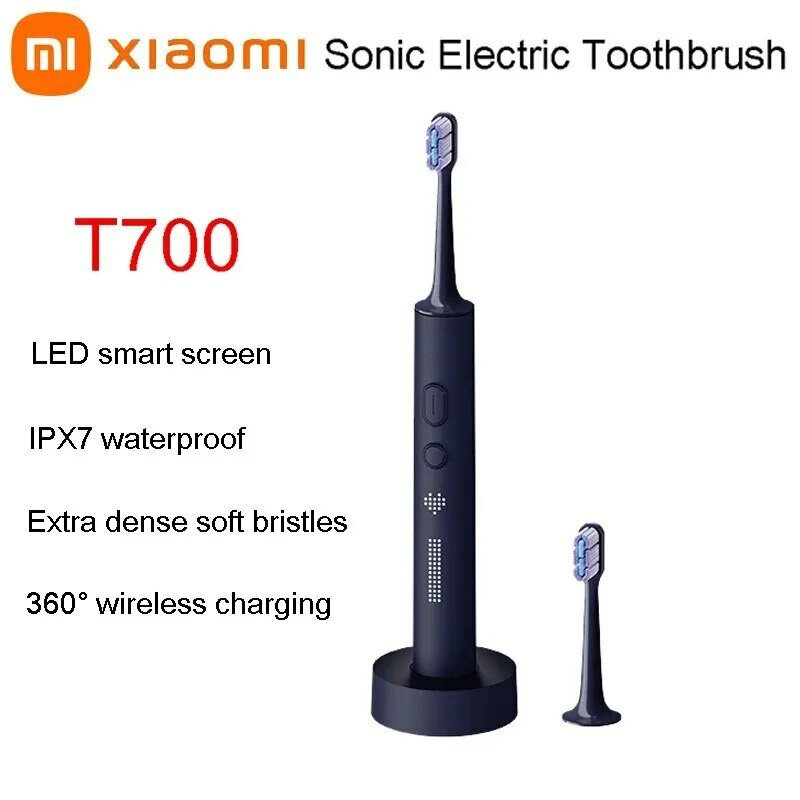XIAOMI-Brosse à dents électrique sonique MIJIA T700, blanchiment des dents, vibration ultrasonique, nettoyeur buccal, affichage LED intelligent