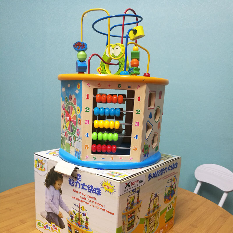 8 In 1 Drukke Board Montessori Baby Houten Cognitieve Box Vroege Onderwijs Speelgoed Kinderen Leren Bijpassende Spelletjes Interactieve Geschenken