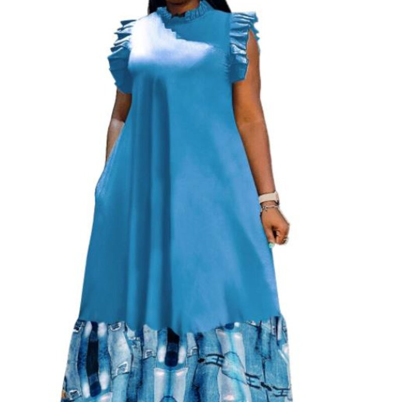 Vestido africano con estampado de camuflaje para mujer, Túnica de retazos, ropa africana, ropa de calle Maxi, moda de verano, nuevo