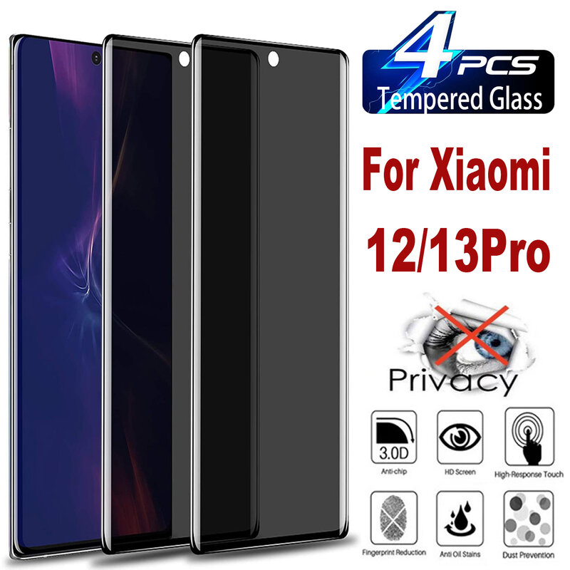 2/4 szt. Czarne szkło zabezpieczające przed prywatnością dla Xiaomi 12 12Pro 13Pro 13Lite 3D antyszpiegowskie szkło hartowane