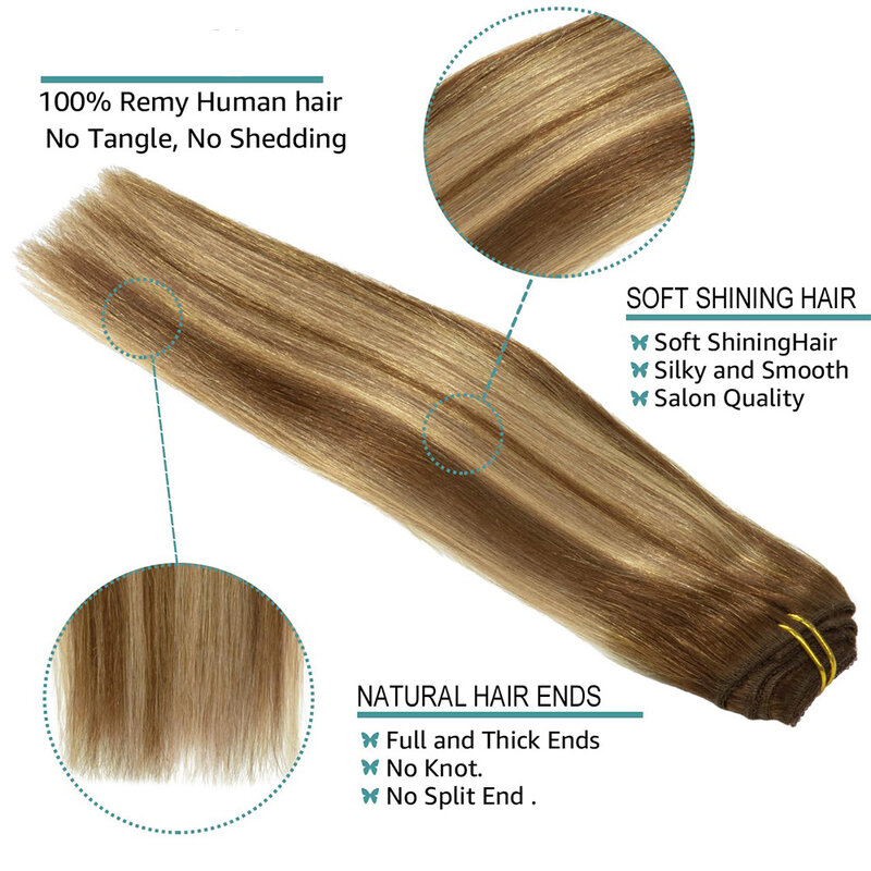 Gerader Clip in Haar verlängerungen remy Haar nahtloser unsichtbarer Clip in Echthaar verlängerungen 10 teile/paket 160 gr/satz Farbe p4/27 #