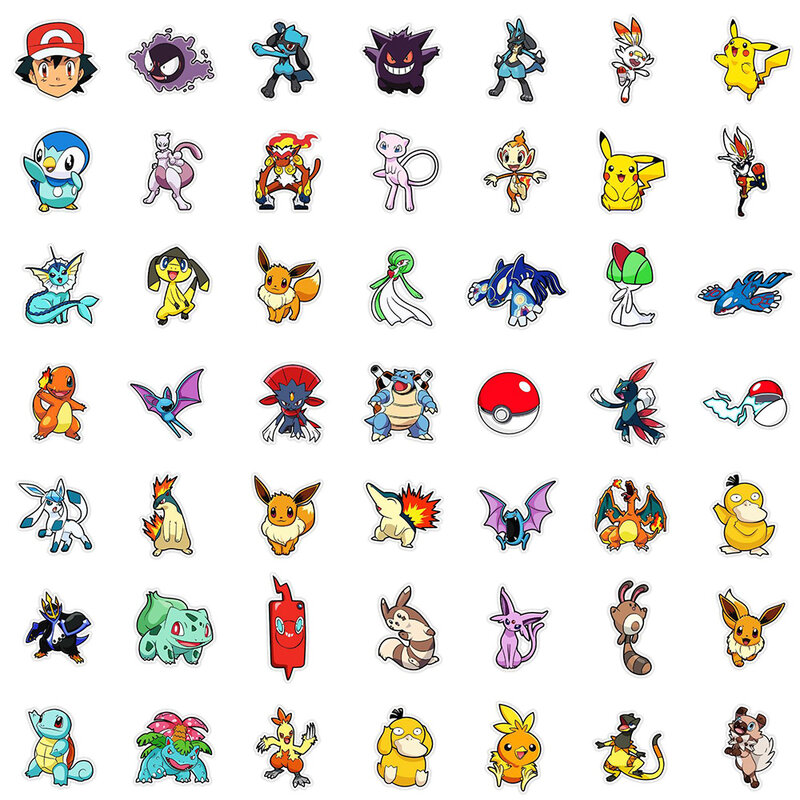 Pegatinas de dibujos animados de Pokémon para ordenador portátil, calcomanía impermeable para equipaje, guitarra, monopatín, motocicleta, teléfono y coche, 10, 30 o 50 unidades