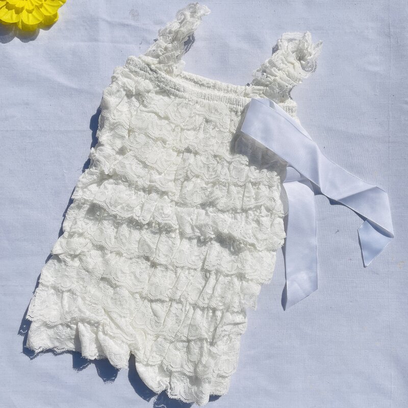 Cute Girls Clothing Baby Yellow Lace Rompers Toddler Infant Jumpsuits Ruffle Romper Baby Birthday Party Outfit