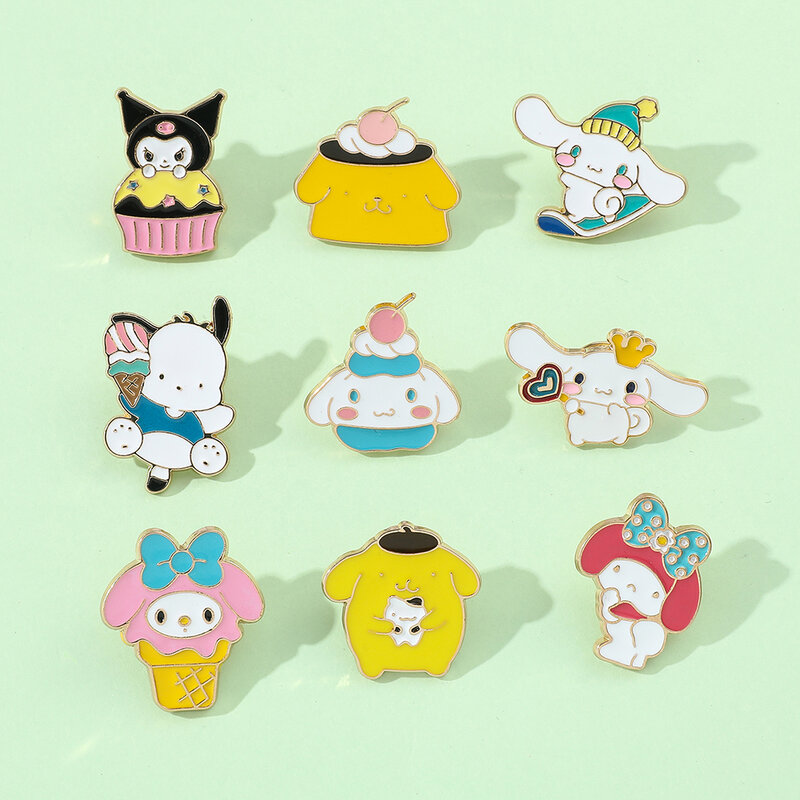 Sanrio spilla fondo Anime Hello Kitty My Melody Pochacco Kuromi Cinnamoroll spille per zaino spille collare gioielli