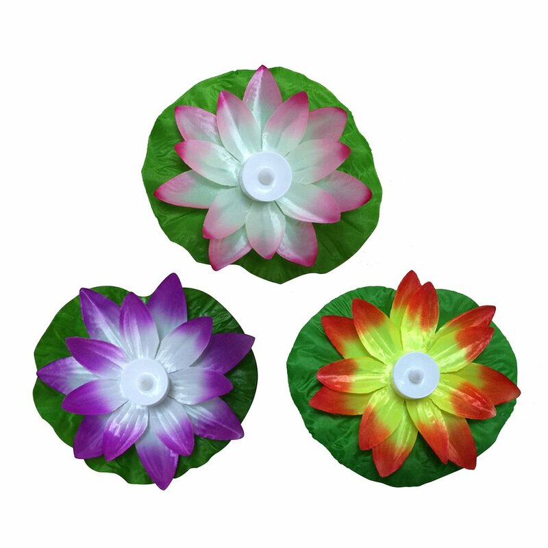 Hot 2024 New Colorful Changed Floating Flower Lamps LED Artificial Lotus Water Swimming Pool Wishing Light Lanterns Party Supply