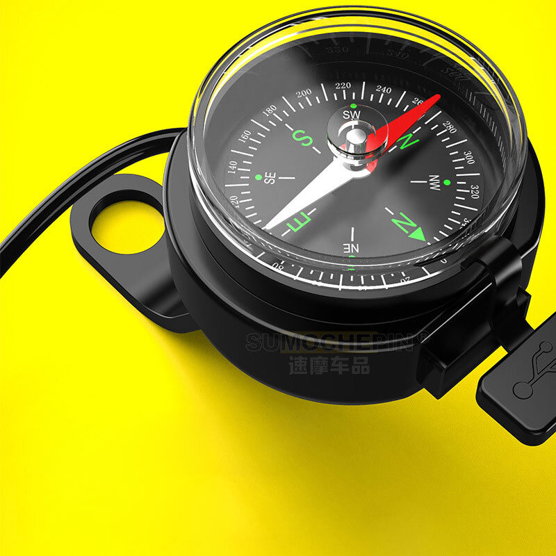 Motorcycle Compass Charger Waterproof Navigation Device Quick Charging Adapter With Mounting Brackets