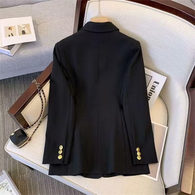 Women Suit Coat Chic Women's Double Breasted Elegant Ol Style Loose Fit Lapel Collar Pockets for Formal Business Attire Women