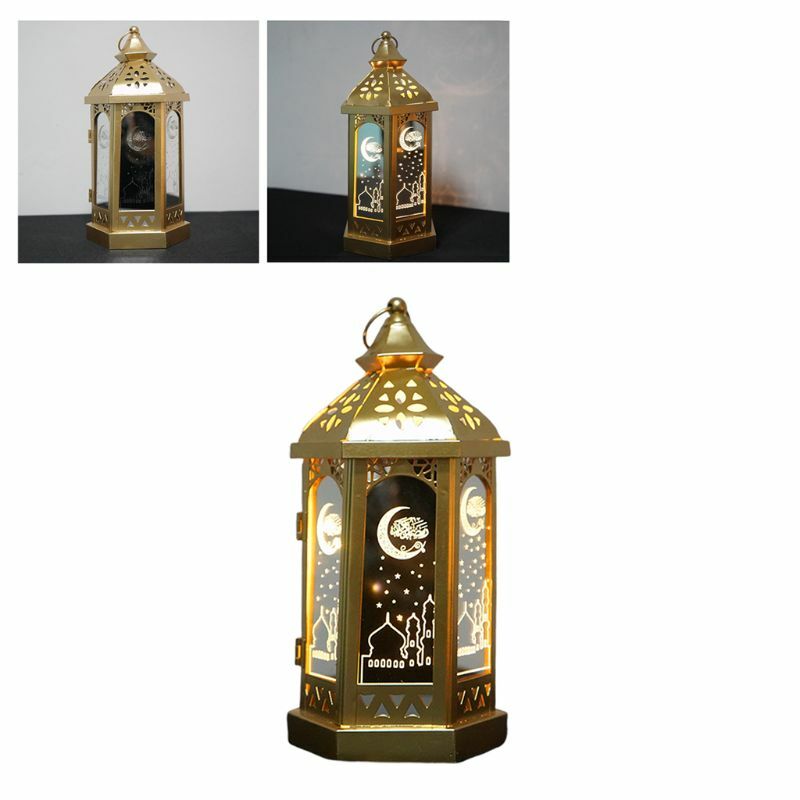 Islam Moslim Eid Mubarak Lampen Metalen LED Nachtlampje Ramadan Decoratie Voor Thuis Festival Feestartikelen