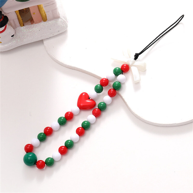 1Pc Christmas Series Mobile Phone Chain Christmas Tree Pendant Wrist Strap Anti-lost Chain Festive Cell Phone Strap Decoration