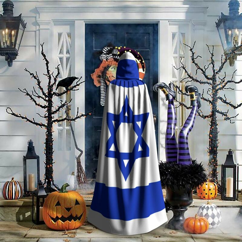 Женская накидка с капюшоном, флаг Израиля, средневековый костюм, ведьма, вампир, эльф Пурим, карнавальвечерние