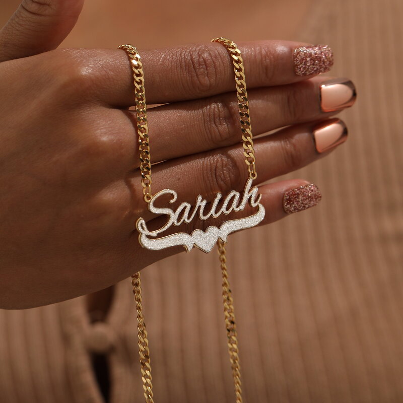 Оригинальное ожерелье с именем с украшением в виде сердца, ожерелье с именем из искусственной кожи ручной работы, цепочка для нее