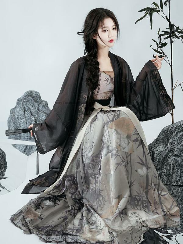 Original e autêntica fantasia de cosplay hanfu, traje antigo da menina, colarinho hanfu feminino, saia de cintura, roupas casuais hanfu diárias