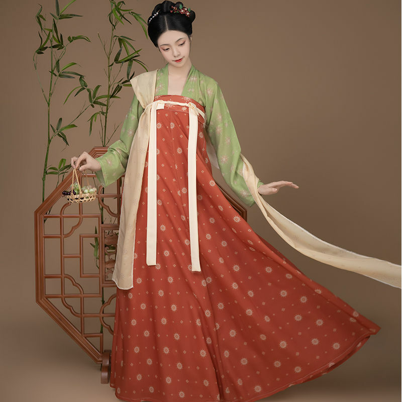 Hanfu فساتين حريمي الملابس الشعبية الصينية التقليدية تانغ سلالة الرقص الشرقي القديم مجموعة كاملة دعوى تنورة الصدر الأخضر