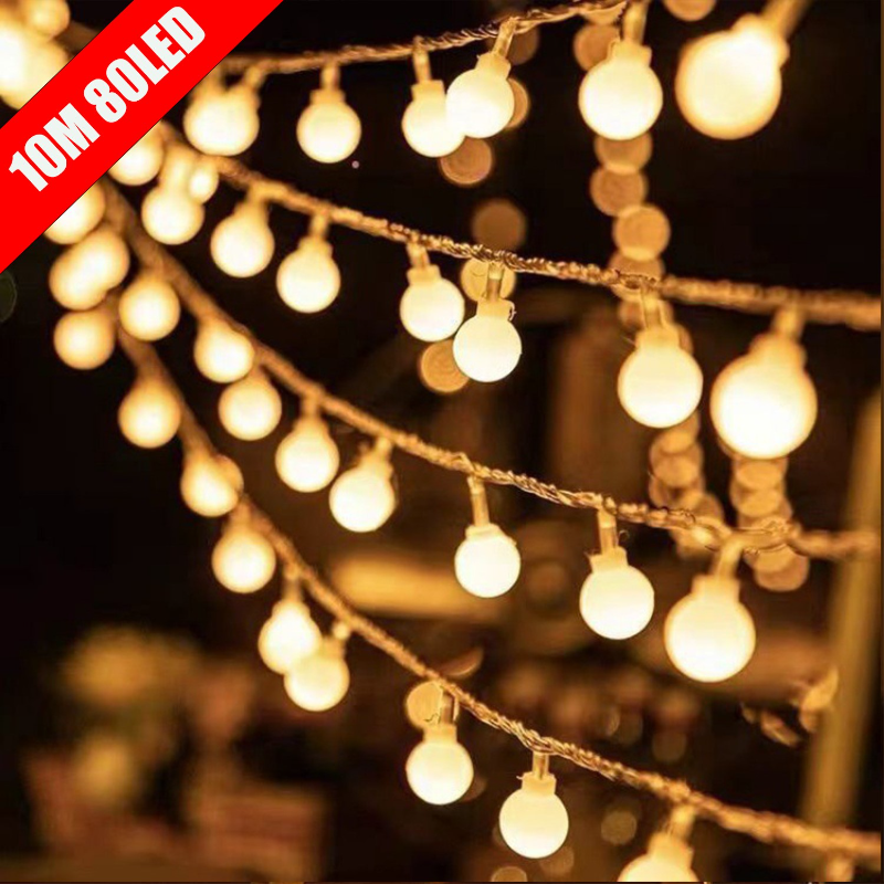 Luzes pequenas da corda do globo para a decoração do jardim, usb ou a pilhas, bola fada, natal, quarto, casamento, acampamento, barraca, 10m
