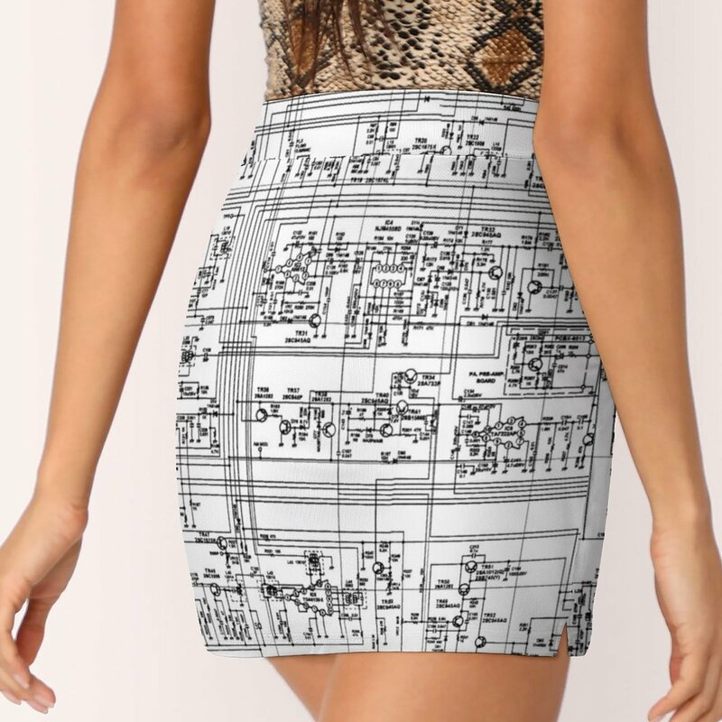 Circuit Board Diagram Electronic Schematic Printed Engineering Light proof trouser skirt womans clothing Clothing mini skirts