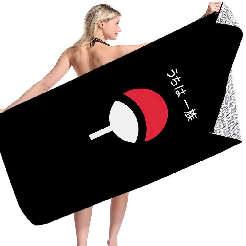 NarAAUchiha Itachi-Serviette de plage en microcarence de style dessin animé, grande serviette carrée multifonctionnelle, serviette de bain