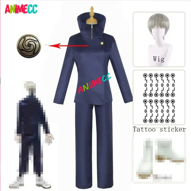 ANIMECC-Disfraz de Cosplay de Toge Inumaki para hombres, peluca, tatuaje, pegatina, zapatos, Halloween, fiesta de Navidad, uniforme escolar, en Stock, S-2xL