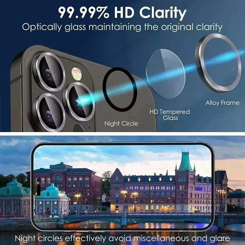Защитная пленка для объектива камеры для iPhone 12 13 14 15 Pro Max 13 Mini 3-2 шт., металлическое кольцо, Защитное стекло для объектива камеры iPhone 14 Pro Max