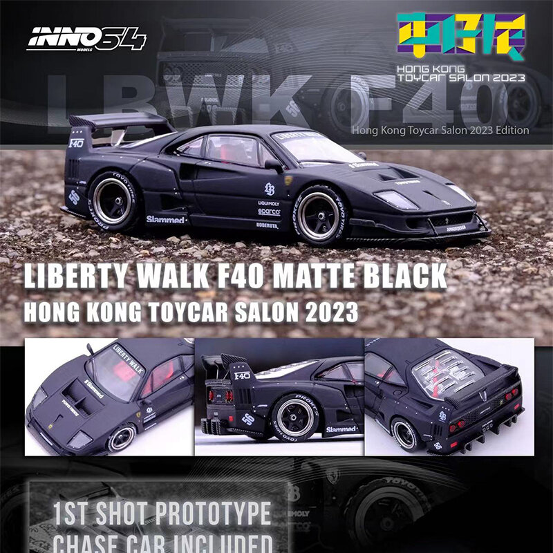 INNO In Stock 1:64 LBWK F40 Matte Purple Hong Kong Toycar Salon 2023 Diecast Diorama Car Model Collection Miniature Carros Toys