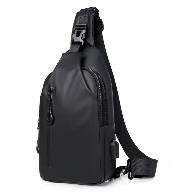 Мужская нагрудная сумка с USB-разъемом, многофункциональная модная простая деловая Повседневная сумка через плечо, слинг-сумка, 2023