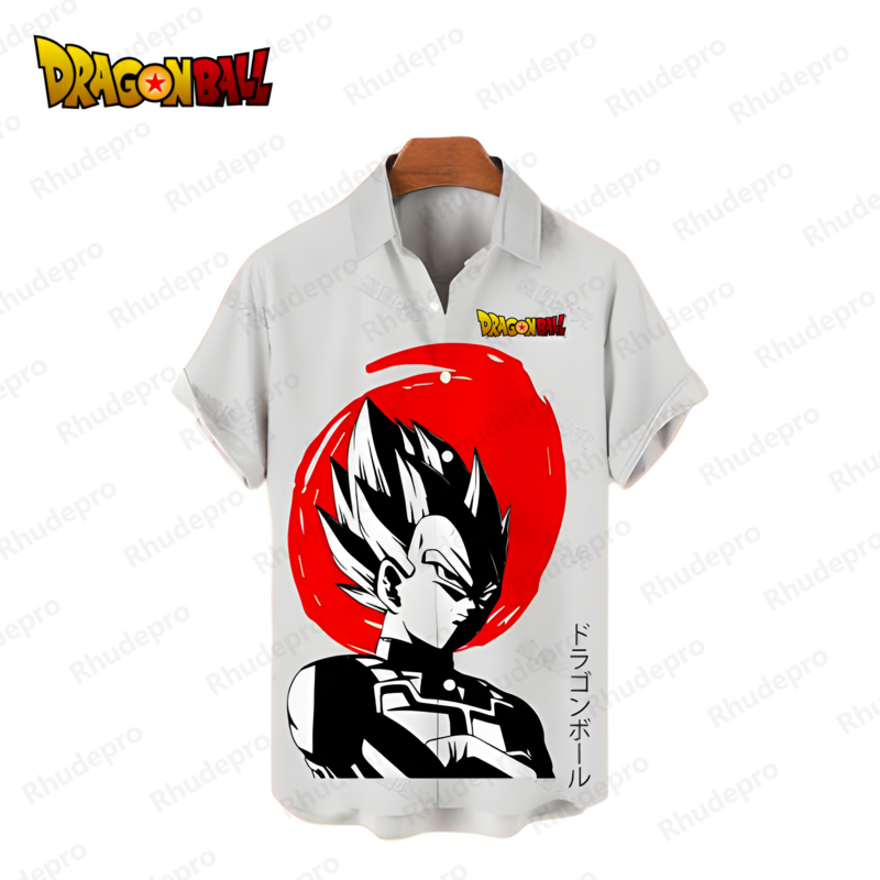 Vegeta Dragon Ball Z kemeja pria kemeja kebesaran Harajuku dan blus kemeja Anime kualitas tinggi kemeja mewah pria Goku Y2k