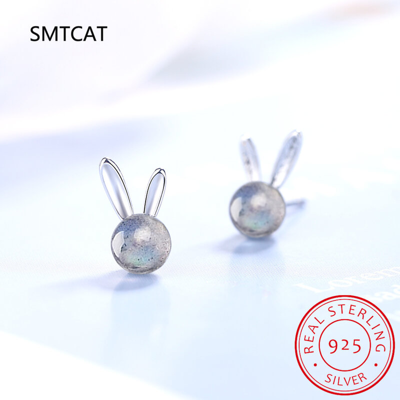 Girls 925 Sterling Silver Sweet Romantic Rabbit Stud Earrings for Women Daddy's Girl Birthyday Gift Jewelry DS4077