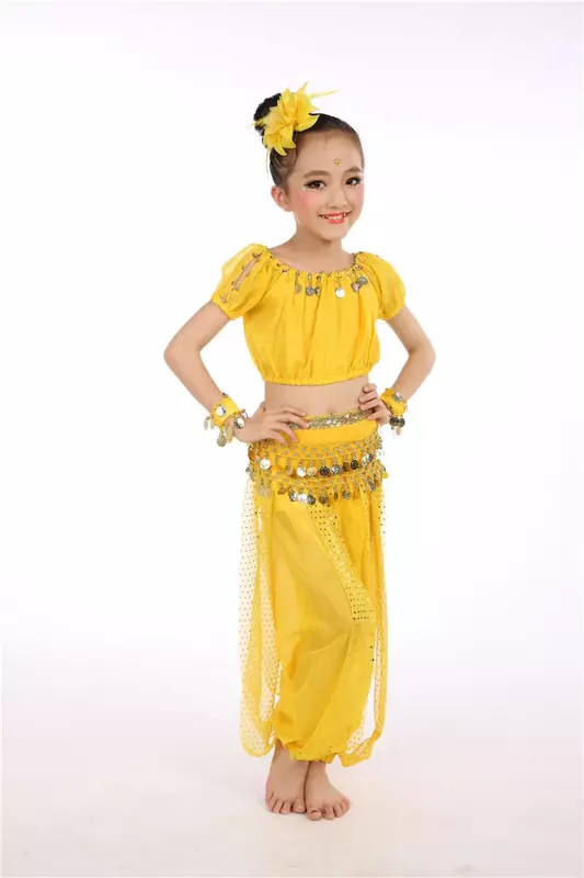 2019 nuovi costumi di danza del ventre per bambini Set Costume da ballo indiano per bambini Set da 5 pezzi ragazze danza del ventre India vestiti di danza del ventre