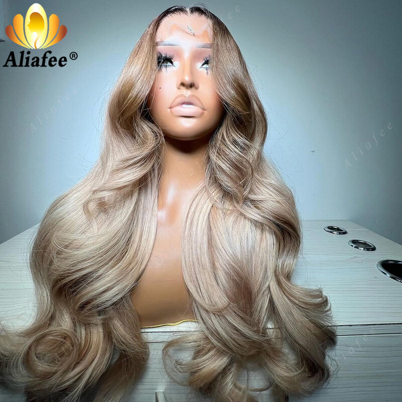 Body Wave HD 13x6 Ombre Blonde With Root Color Lace Front Wigs Human Hair Ash Blonde Lace Frontal Wig for Women 5x5 Closure Wig