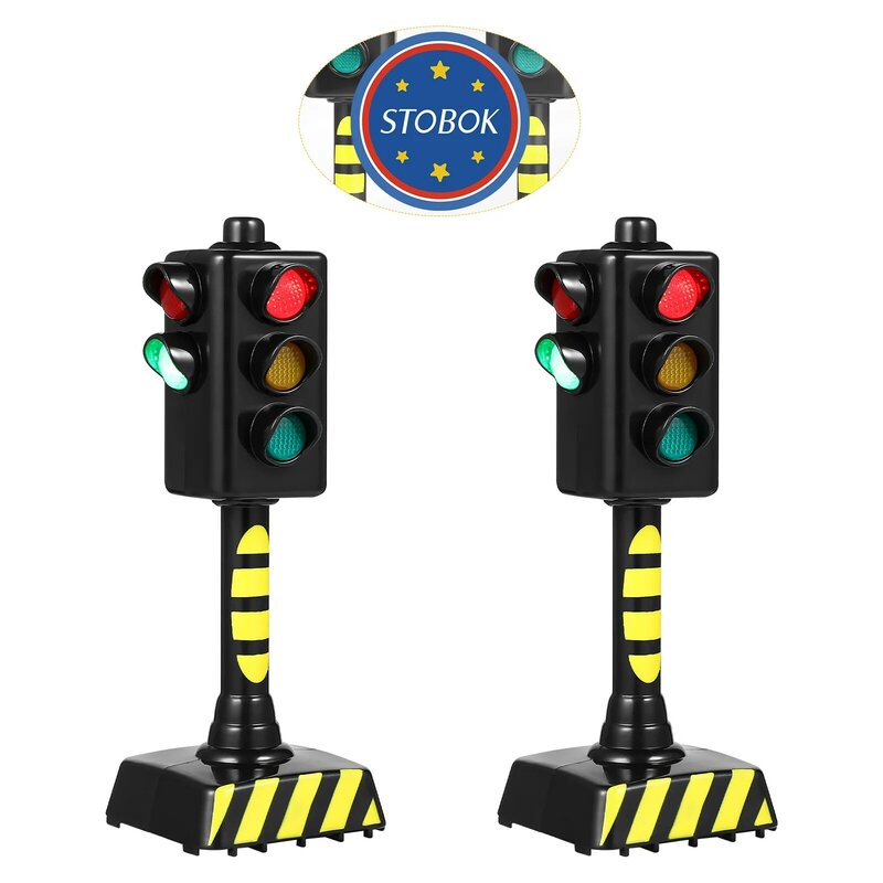 2 buah mainan pendidikan anak-anak lampu lalu lintas model lampu simulasi lampu lalu lintas Playset pendidikan dini untuk berpura-pura bermain darurat