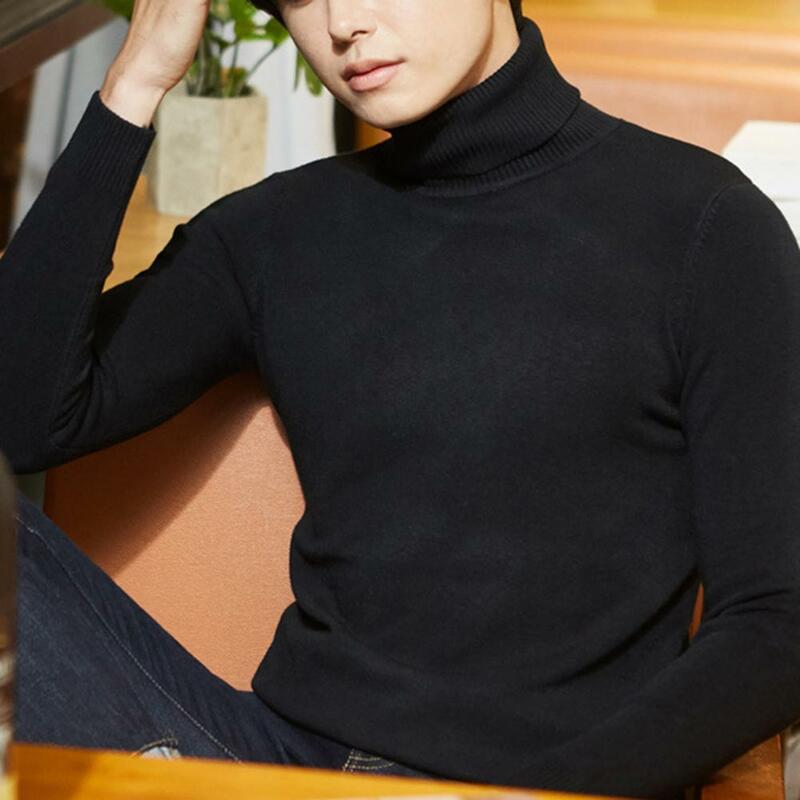 피부 친화적 남성 겨울 스웨터, 탄성 열 세련된 아늑한 순수한 컬러 남성 스웨터