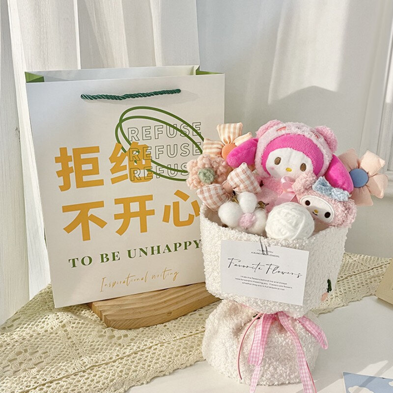 Niedlichen Sanrio Blumenstrauß Hallo Kitty Plüsch Puppe Blume Cartoon Cinna moroll Kuromi meine Melodie Spielzeug Blumen mädchen & Kind Weihnachts geschenke