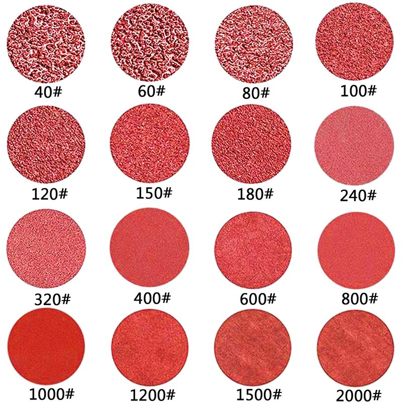 3 Inch Red Sandpaper Kit 323 Pcs Assortment 40-2000 Grit with 1/8” Shank and Foam Buffing Pad for Polishing and Grinding Metal