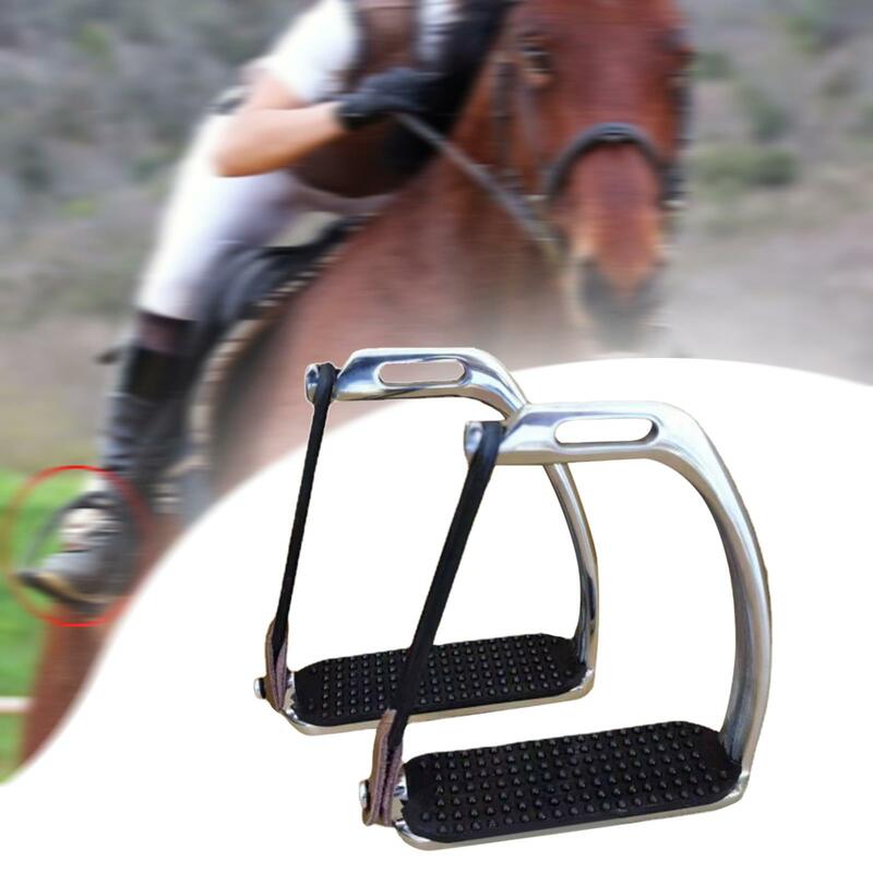 2x Horse Riding Stirrups Training Tool, Non Slip Rubber Pad, English Riding Hose