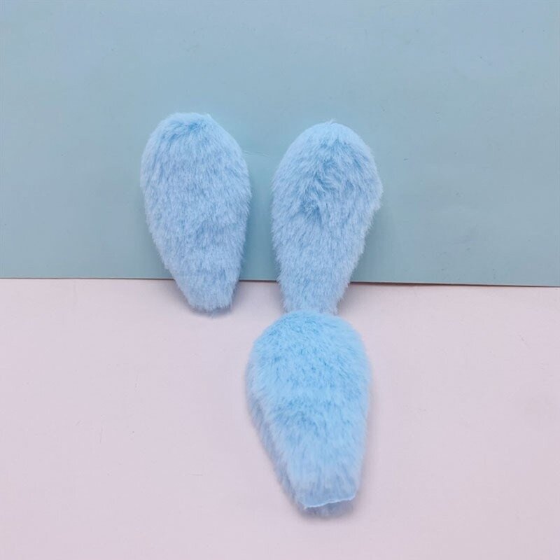 Plush Furry Rabbit Ears For DIY Hair Clip for Women Barrette Accessories