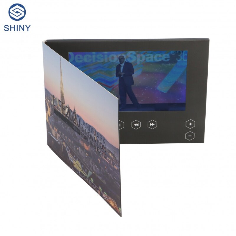 Disesuaikan 10 inci cetak kustom undangan pernikahan kartu ucapan layar LCD buku Video 7 inci layar IPS brosur Video