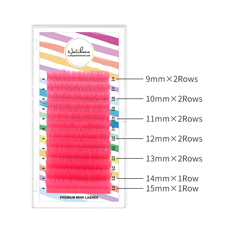 NATUHANA Lashes L/LU(M) Curl Easy Fan Colored False Eyelash Extension 9-15Mixed Auto Fan Color Mink Eyelashes L Shaped Makeup