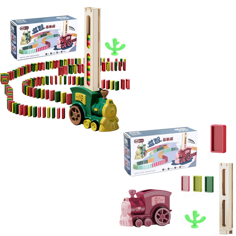 FOU99-Tren de Rally de dominó automático para niños y niñas, divertido tren de dominó eléctrico para niños y niñas de 3 a 8 años